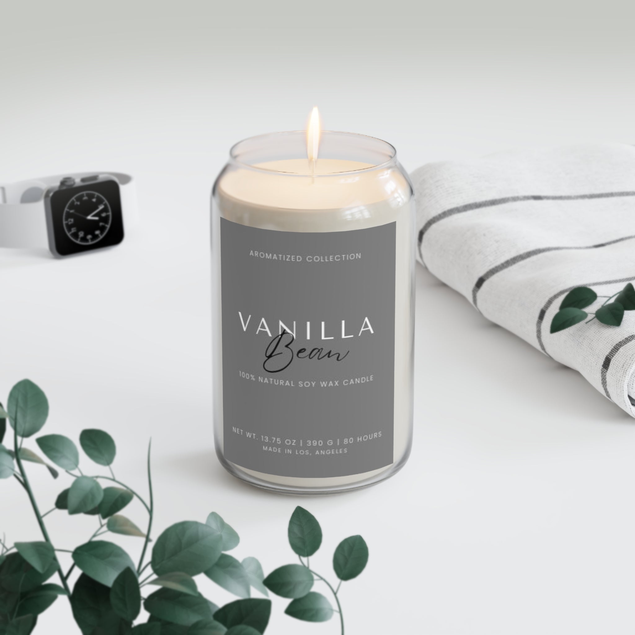 Vanilla Bean Scented Soy Candle, Aromatherapy, Home Decor, Eco-Friendl