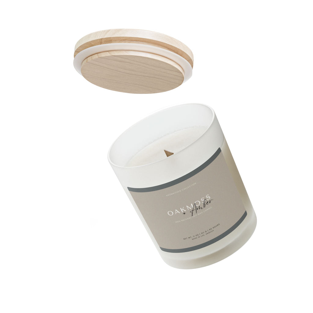 Oakmoss & Amber Scented Candle, 11oz Frosted Glass || Zodiac Decor, Re