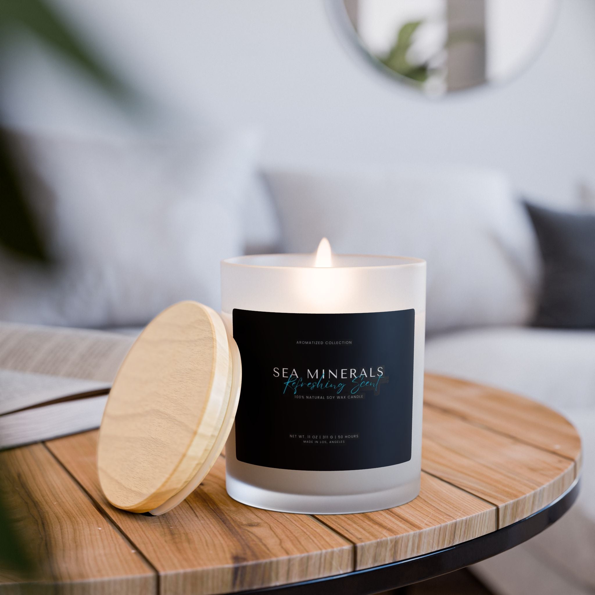 Sea Minerals Candle | Frosted Glass Candle for Home Decor, Aromatherap