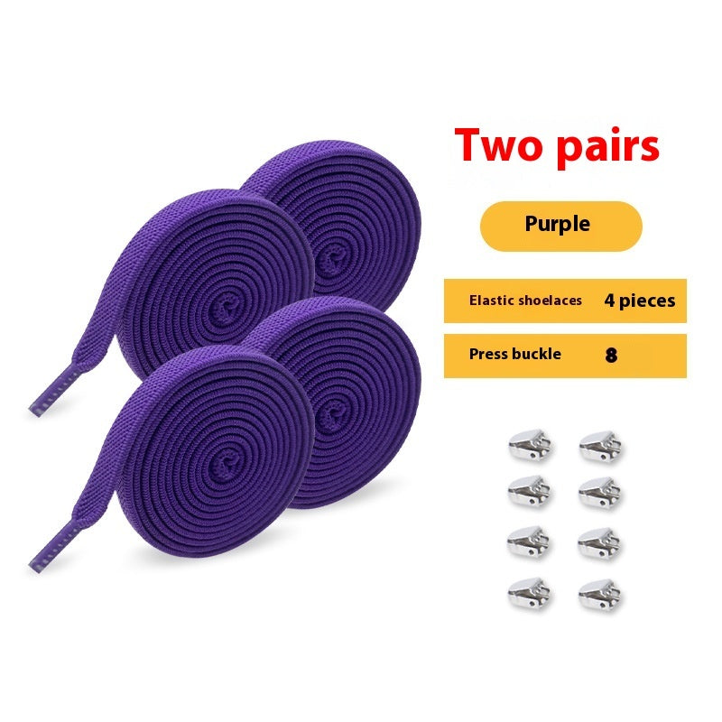 Shoelace For Lazy People Lace-free Rope Elastic Children's Flat Buckle Tie-free White Shoes Men's And Women's Fixed White