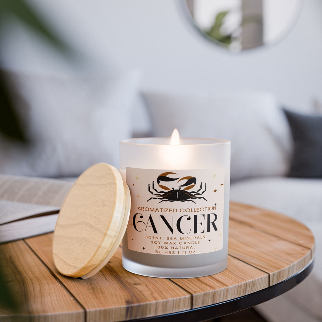 Cancer Sea Minerals Zodiac Candle - 11oz Frosted Glass Aromatherapy