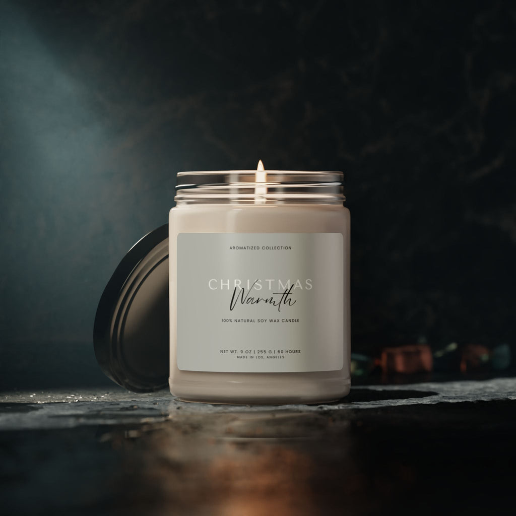 Christmas Warmth Scented Soy Candle, Holiday Home Decor, Aromatherapy