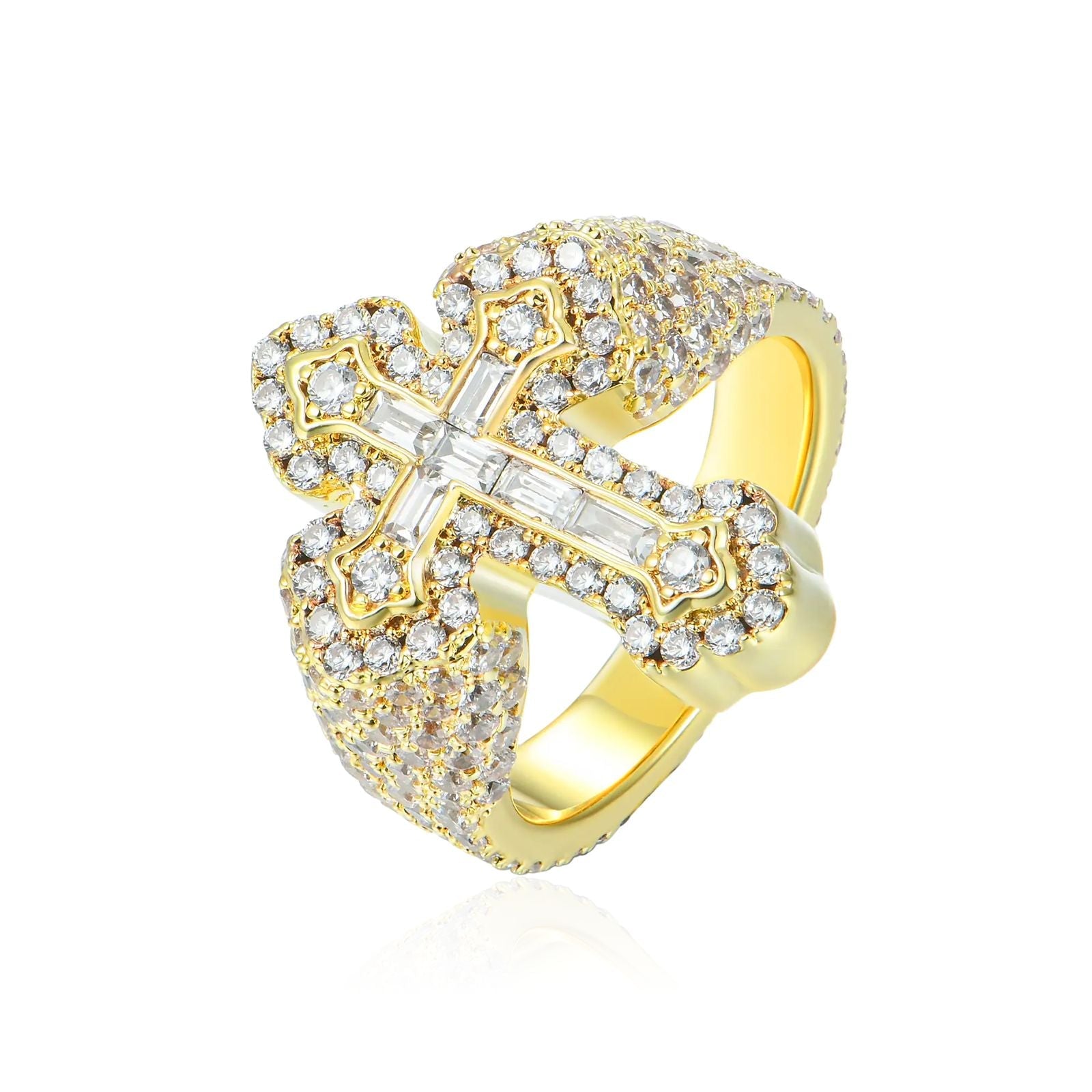 9.01ct Lab Diamond Cross Ring | IGI Certified | 10K Yellow Gold