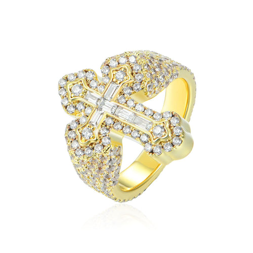9.01ct Lab Diamond Cross Ring | IGI Certified | 10K Yellow Gold