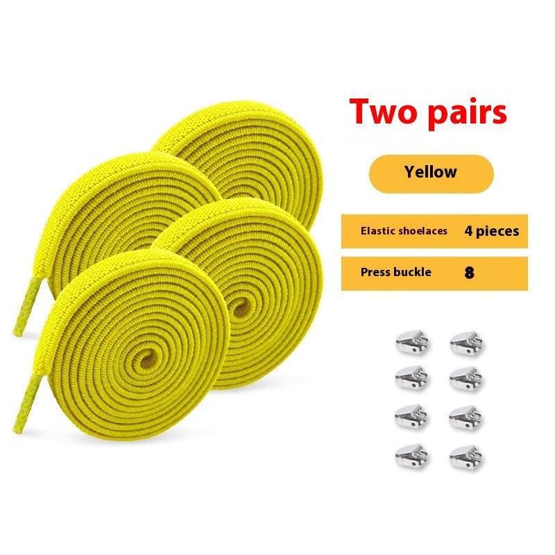 Shoelace For Lazy People Lace-free Rope Elastic Children's Flat Buckle Tie-free White Shoes Men's And Women's Fixed White