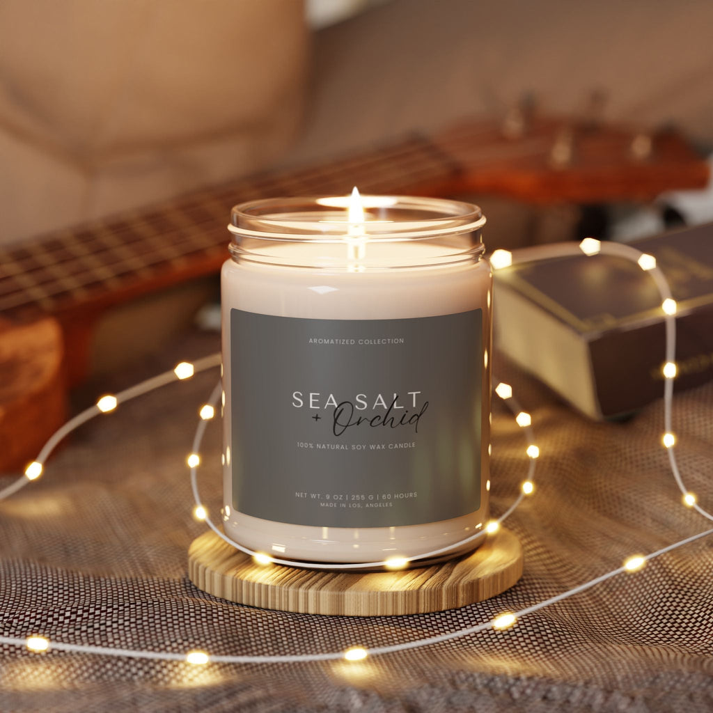 Orchid Sea Salt Scented Candle - Aromatic Relaxation, Home Decor Gift,