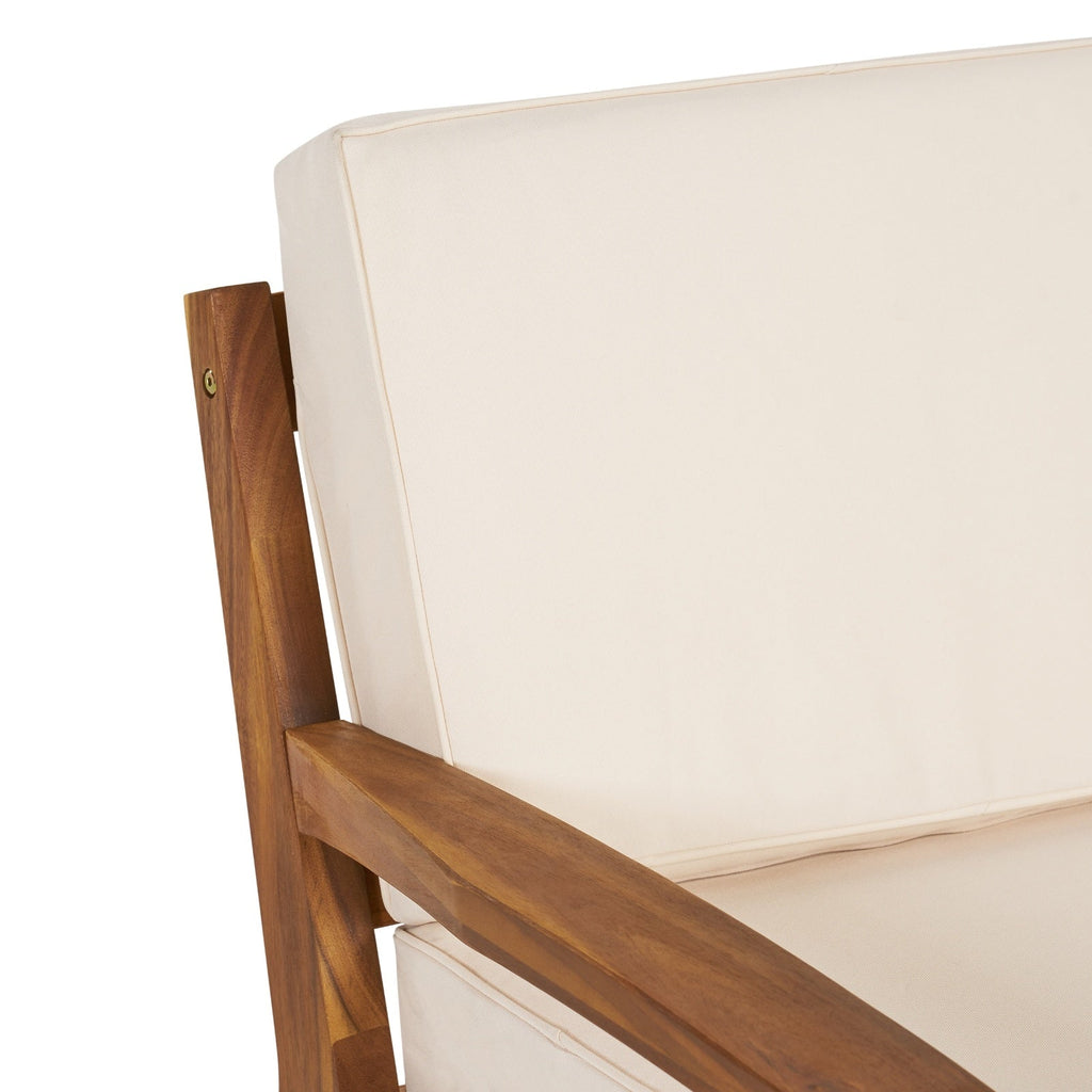 LuneluX_Home - Garden Club Chair Set (2 pcs, Acacia Wood & Beige