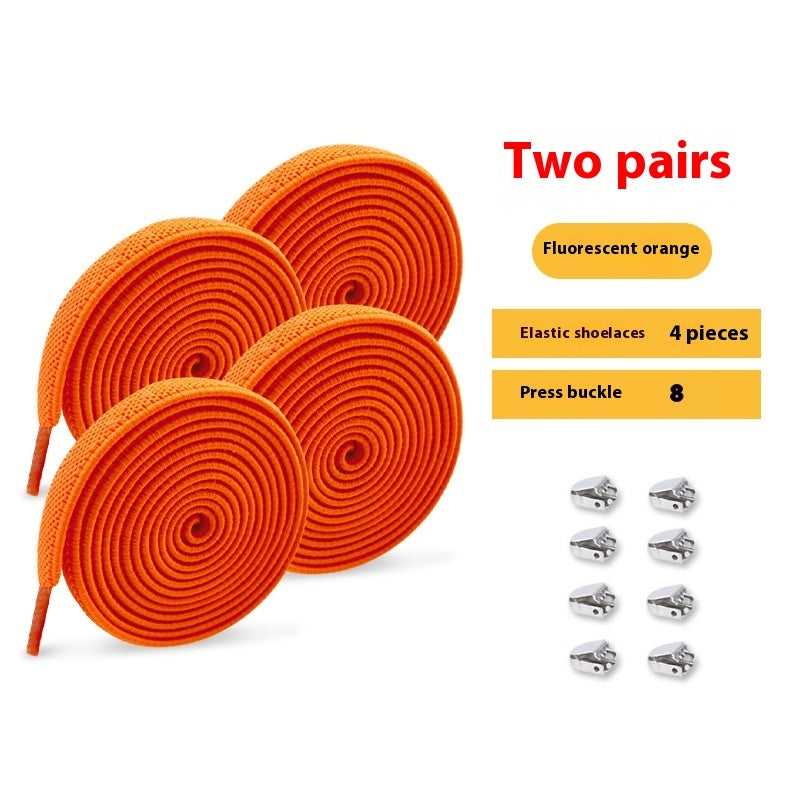 Shoelace For Lazy People Lace-free Rope Elastic Children's Flat Buckle Tie-free White Shoes Men's And Women's Fixed White