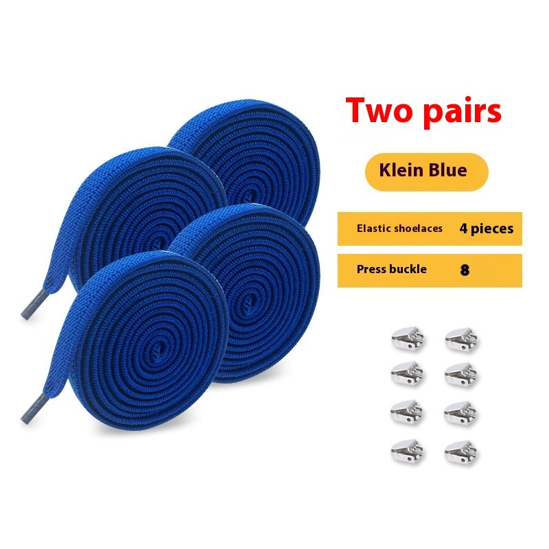Shoelace For Lazy People Lace-free Rope Elastic Children's Flat Buckle Tie-free White Shoes Men's And Women's Fixed White