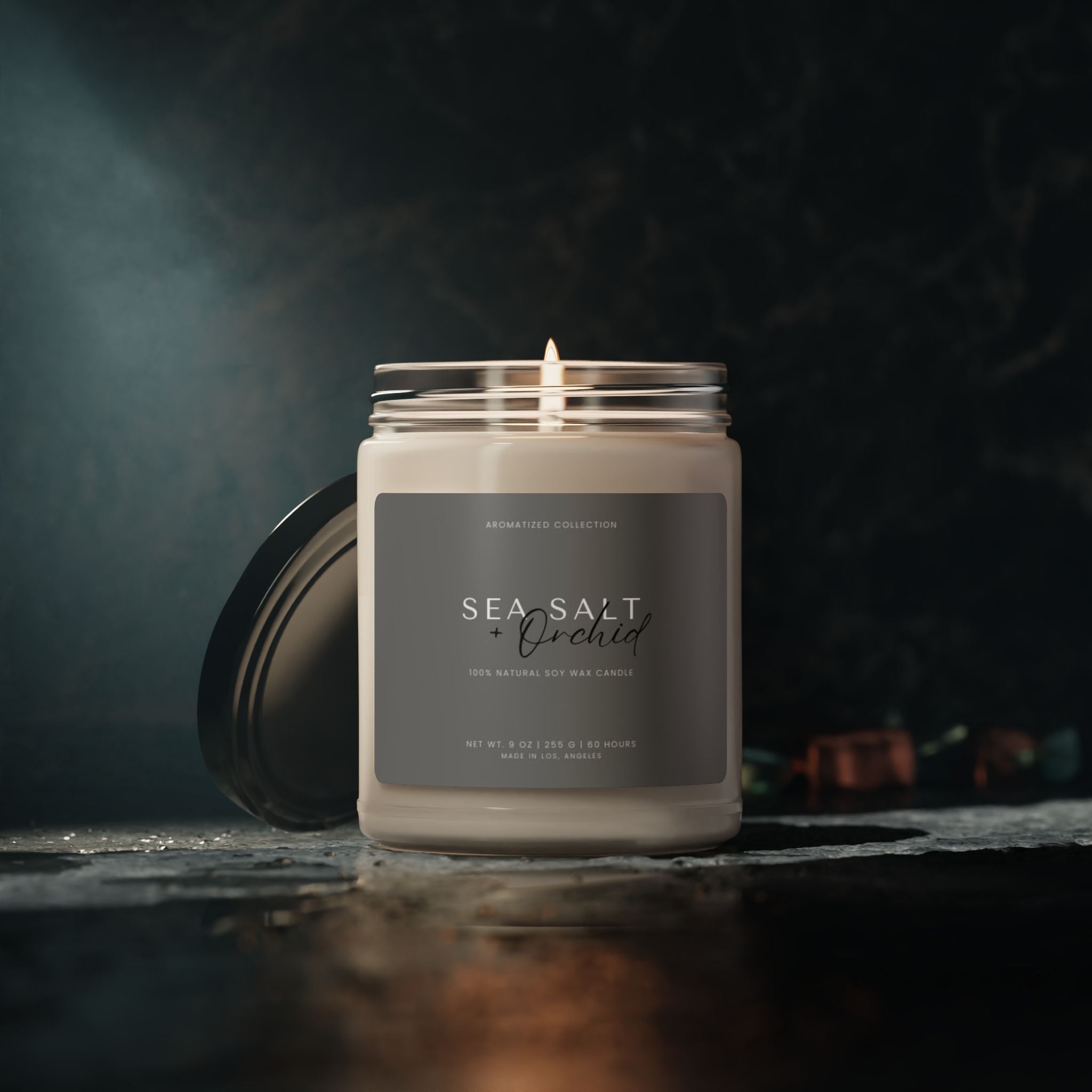 Orchid Sea Salt Scented Candle - Aromatic Relaxation, Home Decor Gift,