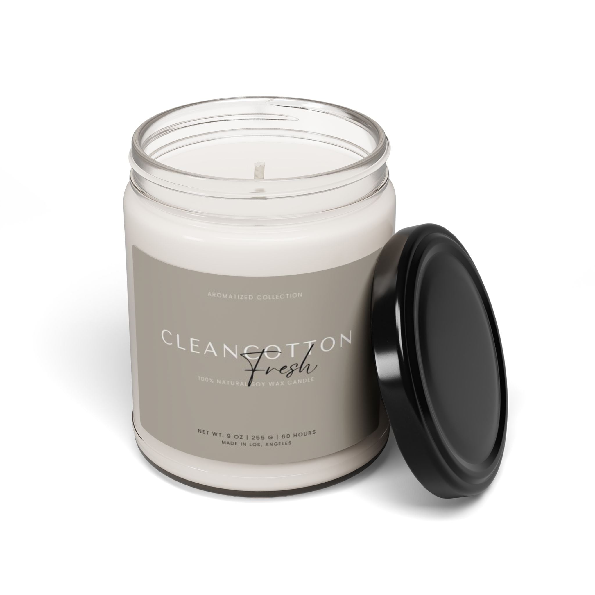 Clean Cotton Scented Soy Candle, Relaxing Home Decor, Natural
