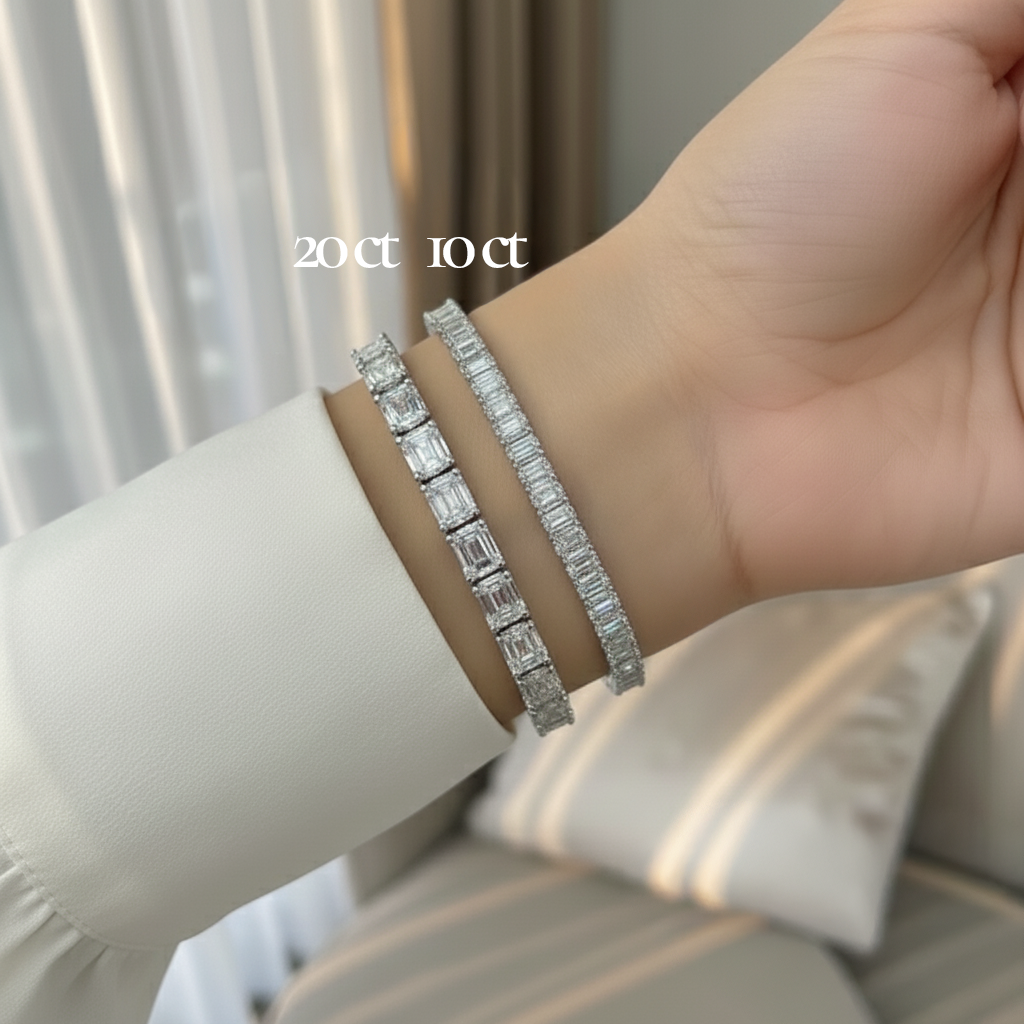 5ct Lab Diamond Tennis Bracelet | Round & Baguette Cut | IGI Certified