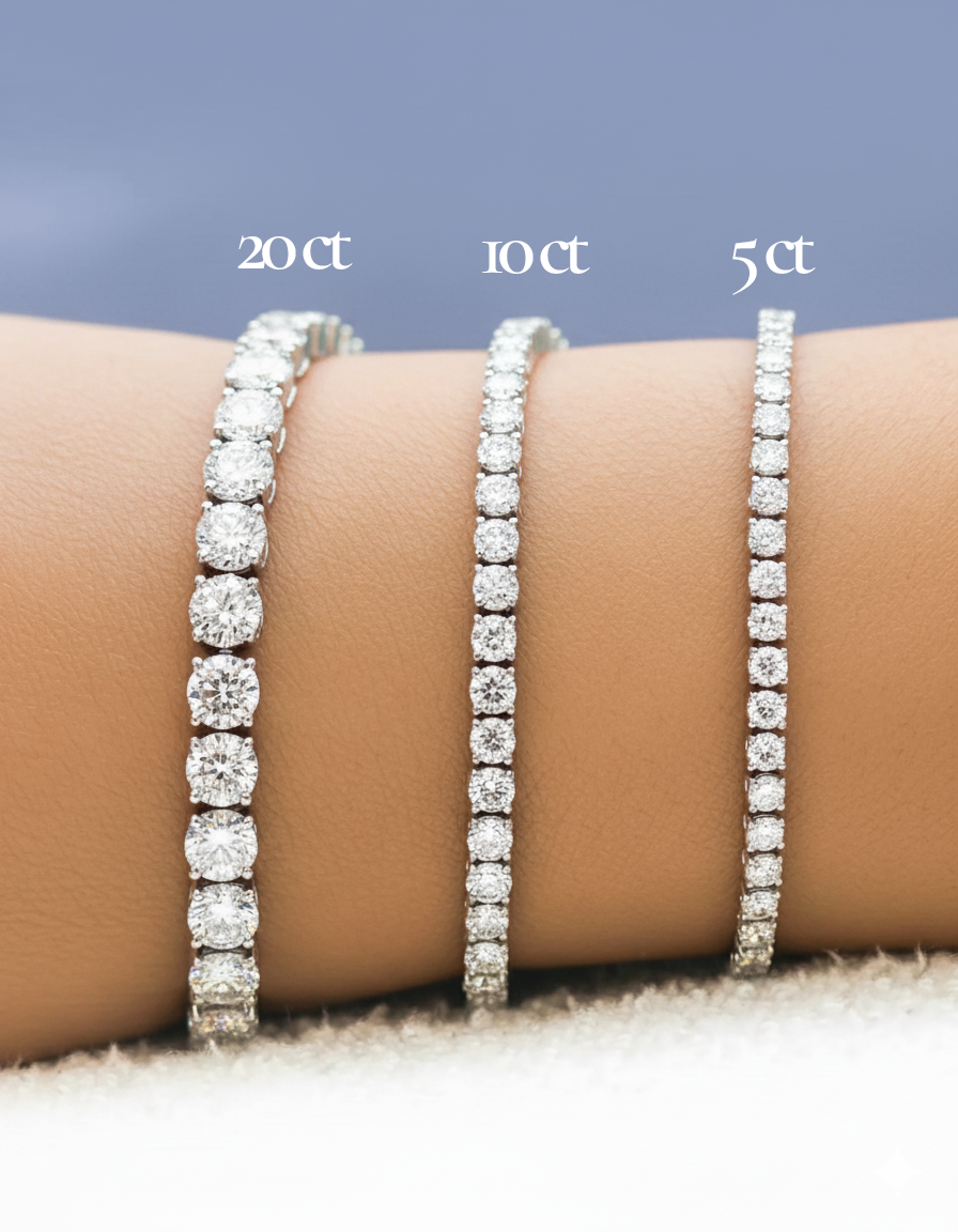 5ct Lab Diamond Tennis Bracelet | Round & Baguette Cut | IGI Certified