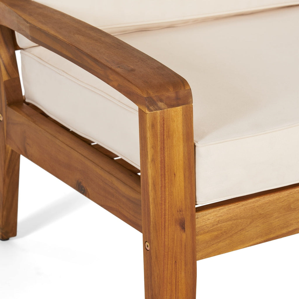 LuneluX_Home - Garden Club Chair Set (2 pcs, Acacia Wood & Beige