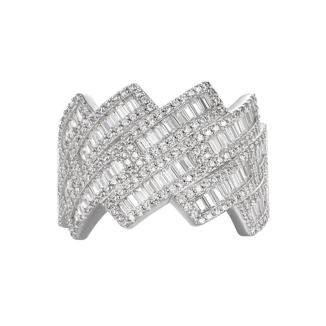 4.5ct Lab Diamond Weave Ring | Baguette & Round | IGI Certified | 10K