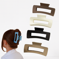 Set of 4 Neutral Matte Rectangular Hair Clips-D22