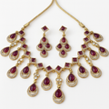 Bridal Gold Plated Ruby Stone Necklace Set for Women