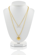 Gold Heart & Diamond Pendant Necklace Set-D 12