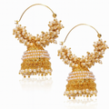 Traditional Gold-Plated Clusters of Pearl Jhumkas
