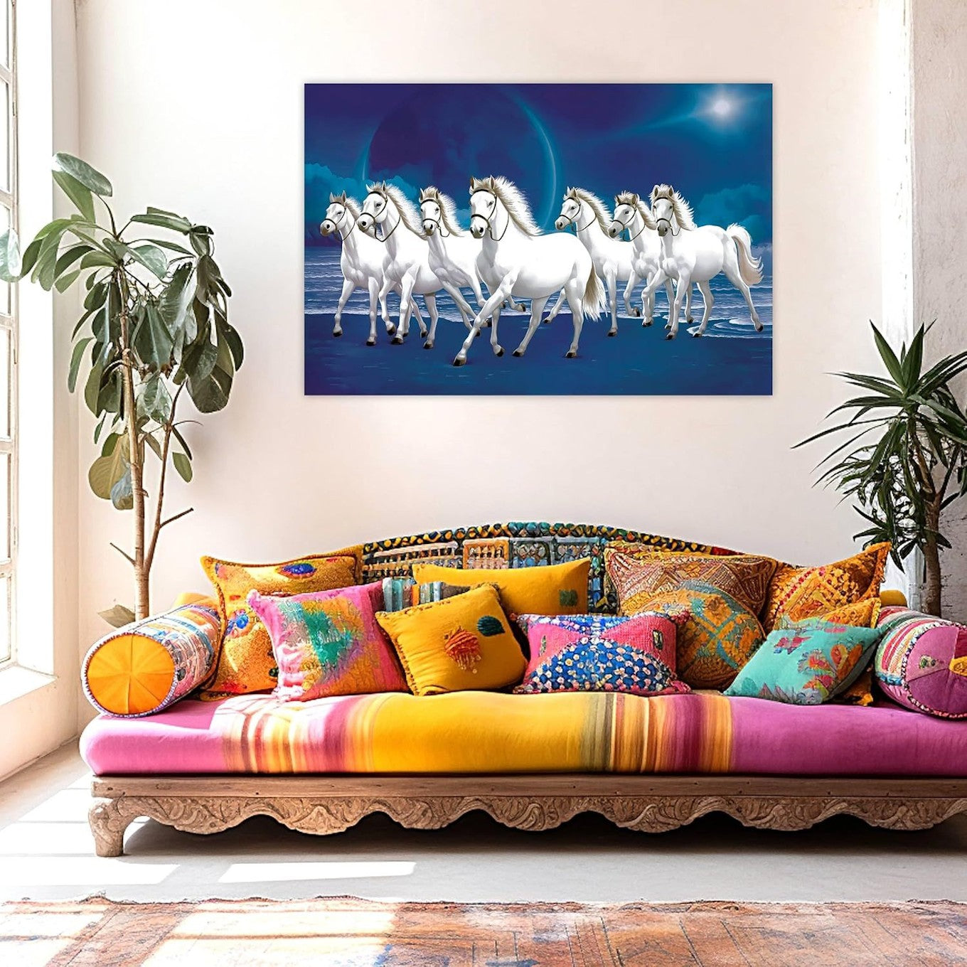Running White Horses Canvas Wall Art Home Decor
