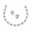 Silver Blue Stone Swirl Necklace & Earrings