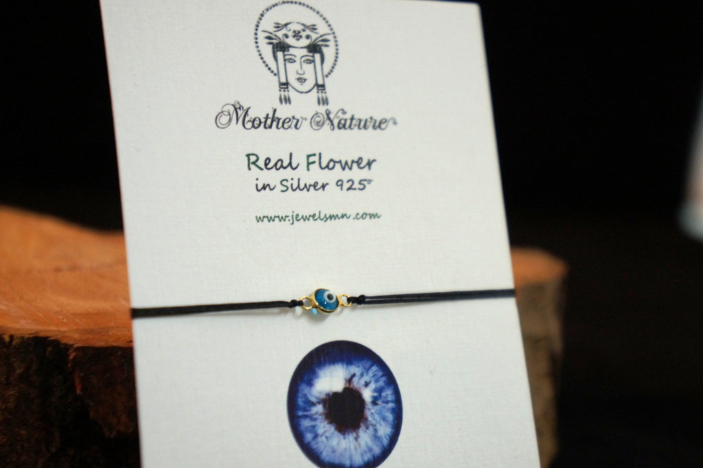 Evil Eye Protection Bracelet - Adjustable Blue Bead Cord Jewelry
