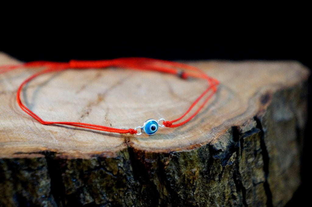 Evil Eye Protection Bracelet - Adjustable Blue Bead Cord Jewelry