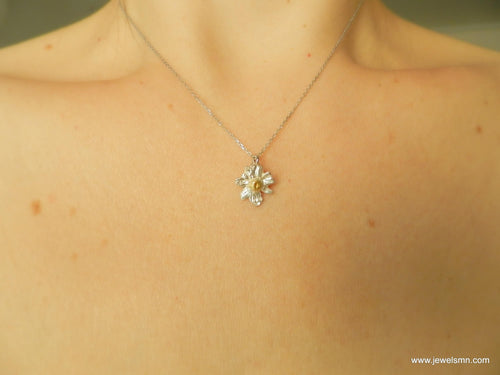 Chamomile Pendant Necklace: Healing Symbol Jewelry (Gold Plated Brass)