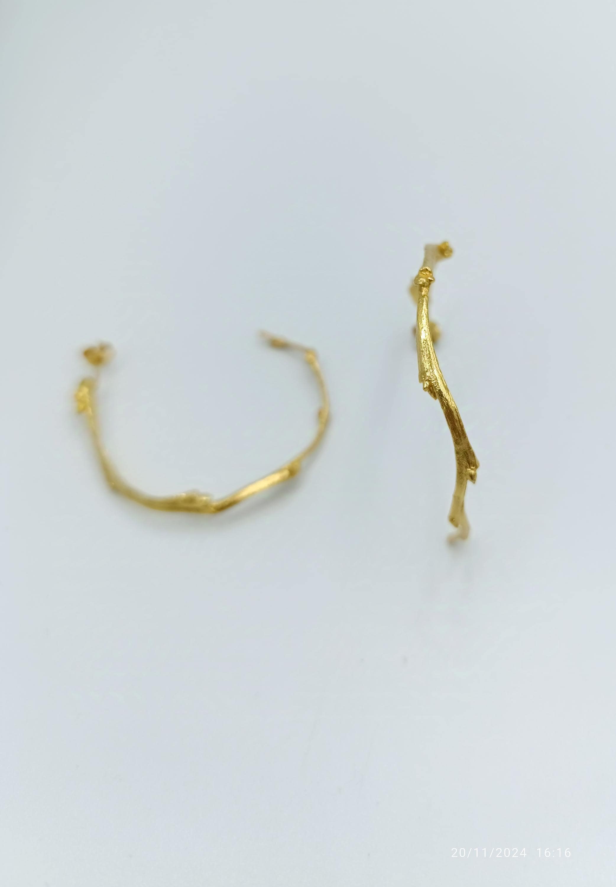 Nature Inspired Olive Branch Hoop Earrings (9k, 14k, 18k Gold) RETAIL