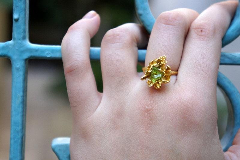 Wild Daisy Ring: Sterling Silver with Bright Blue Murano Glass